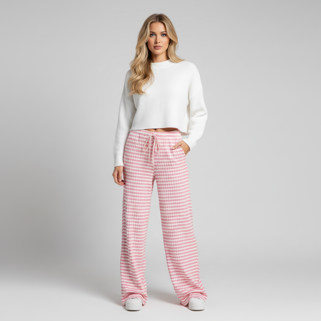 Gestreifte Weite Hose für Frauen