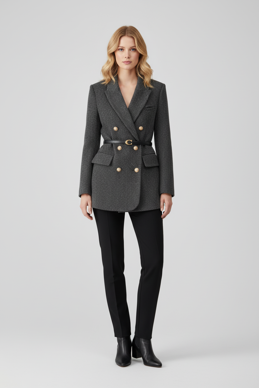 Herringbone Pattern Blazer for Women