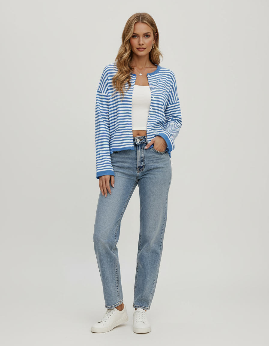 Gestreifter Strickjacke für Frauen