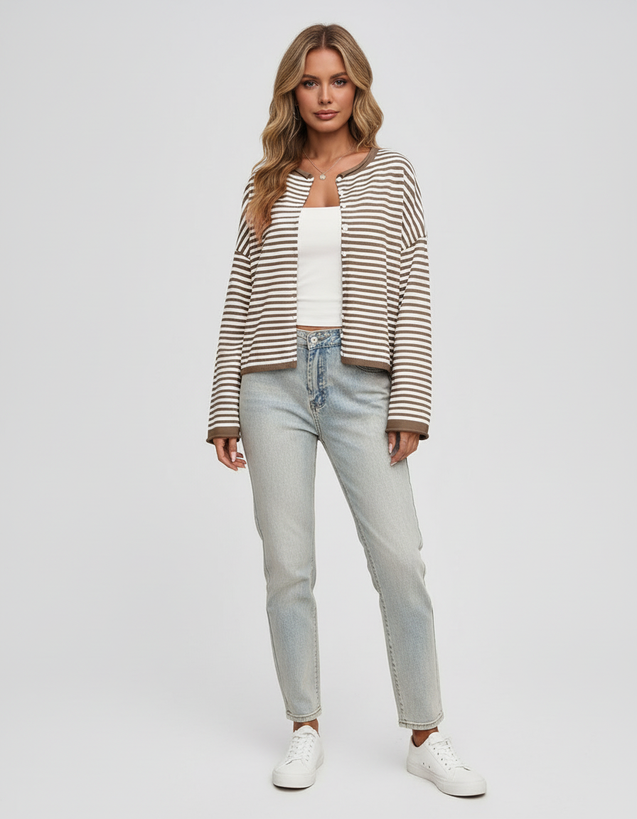 Gestreifter Strickjacke für Frauen