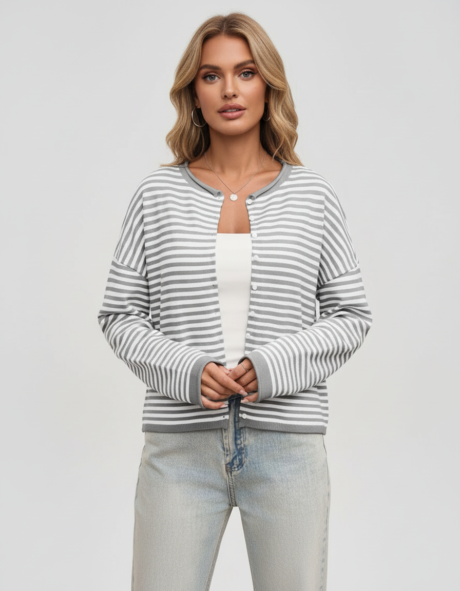 Gestreifter Strickjacke für Frauen