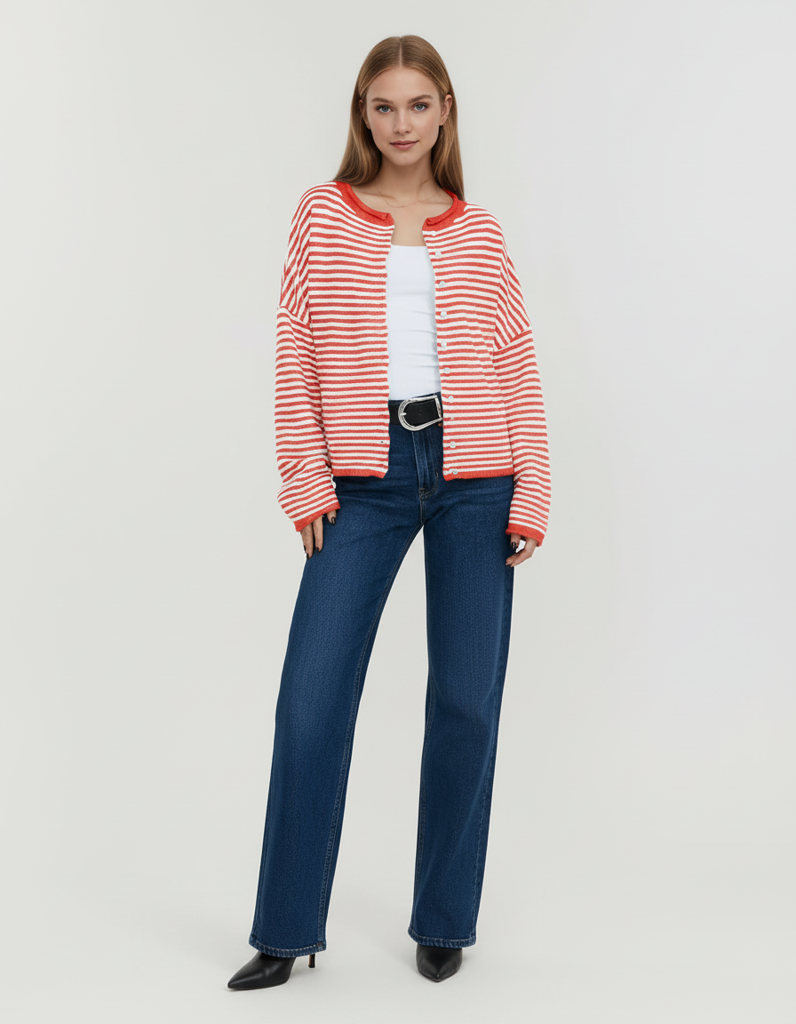 Gestreifter Strickjacke für Frauen