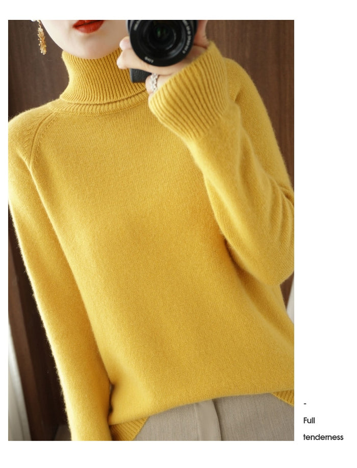 Luksuriøs Myk Kasmir Turtleneck Pullover, Løs Passform for kvinner