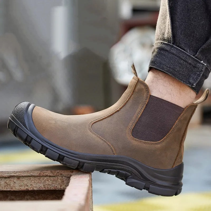 Herres Chelsea-boots – Skinn – Elastiske Paneler – Slitesterk Gummisåle – Komfortabel Passform