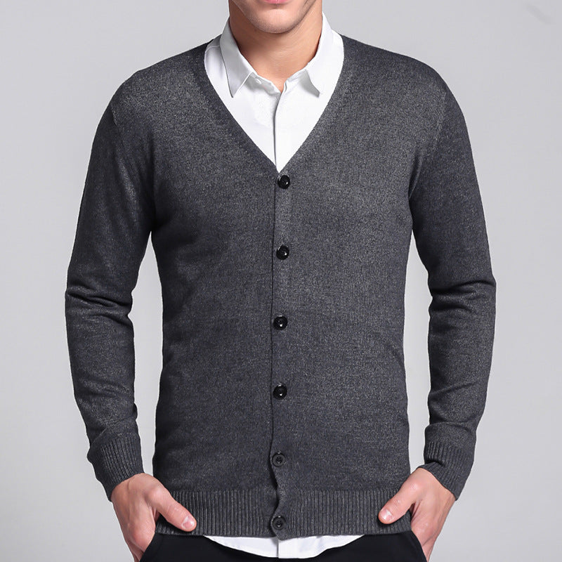 Herre Cardigan – V-hals – Slim Fit – Knappelukking – Myk og Komfortabel