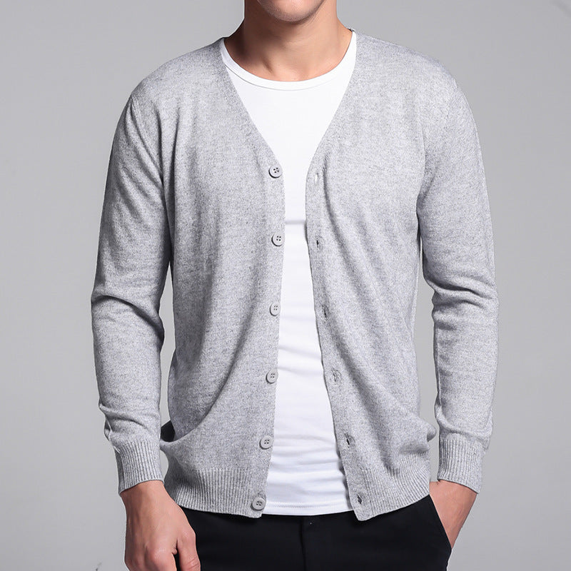 Herre Cardigan – V-hals – Slim Fit – Knappelukking – Myk og Komfortabel