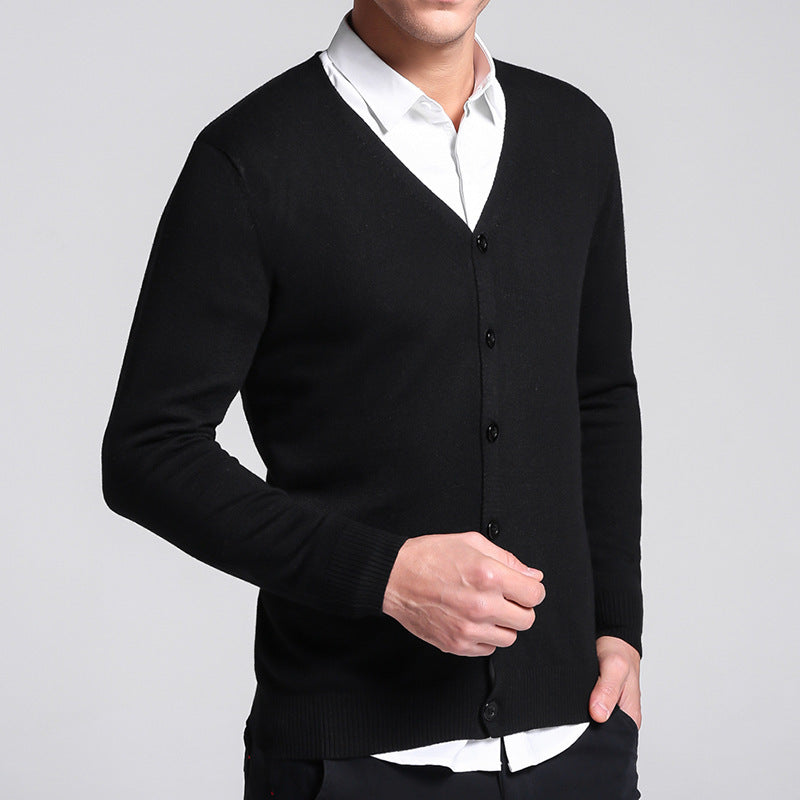 Herre Cardigan – V-hals – Slim Fit – Knappelukking – Myk og Komfortabel