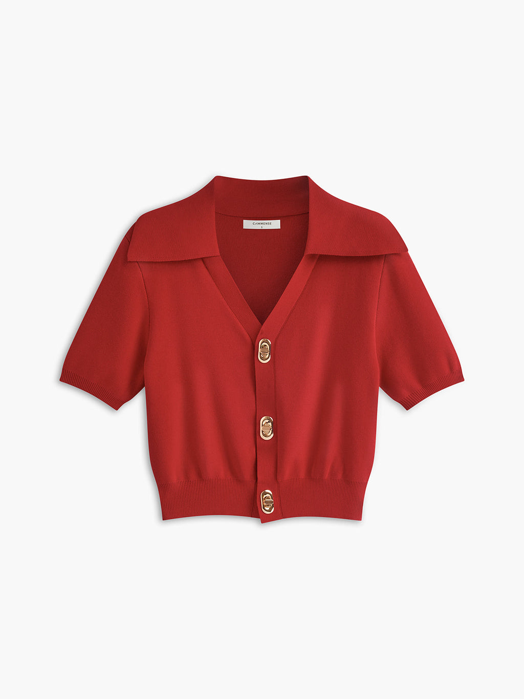 Gestricktes Top mit Spitzkragen und goldenen Knöpfen für Frauen