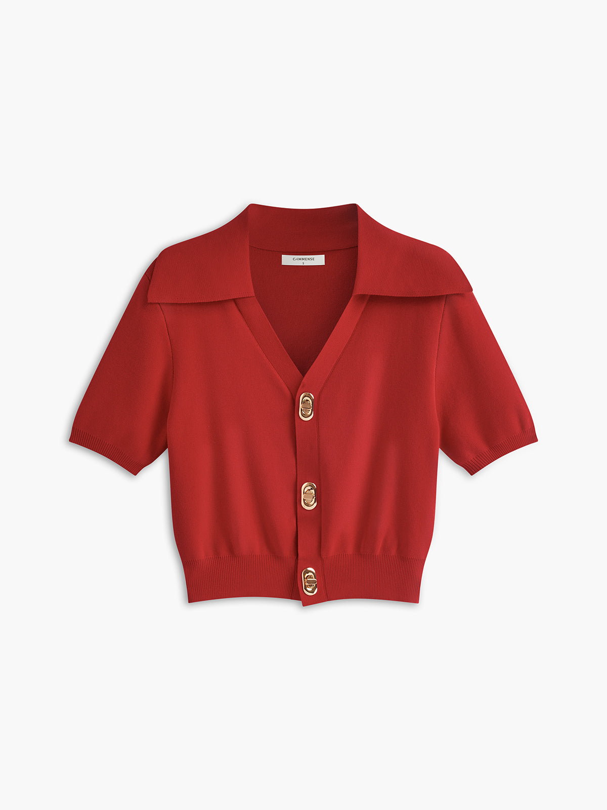 Gestricktes Top mit Spitzkragen und goldenen Knöpfen für Frauen