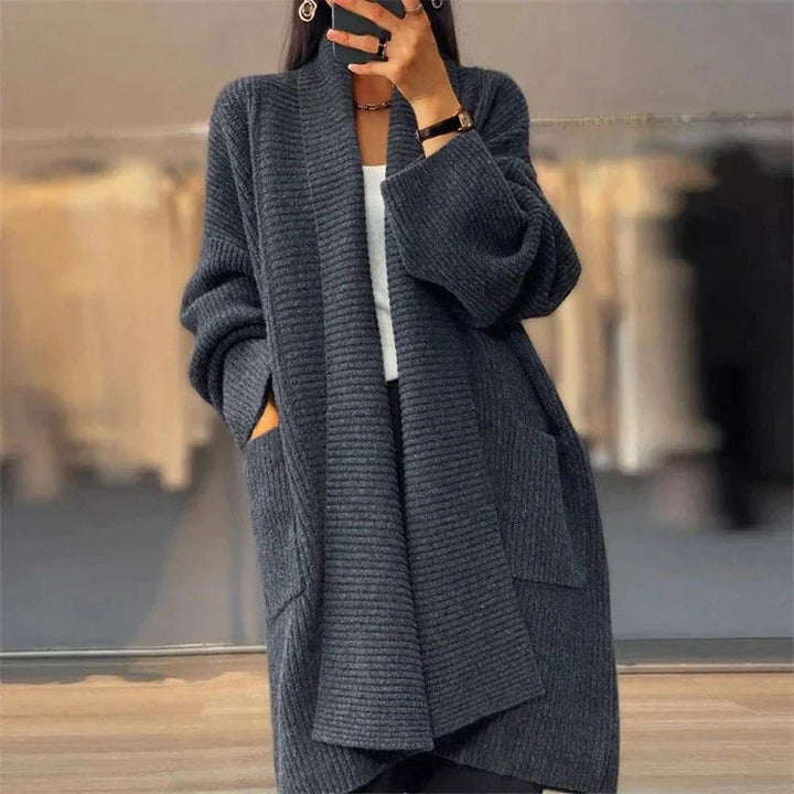 Stilig oversized cardigan med store sidelommer for kvinner