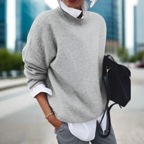 Grau weiche warme Damen Pullover