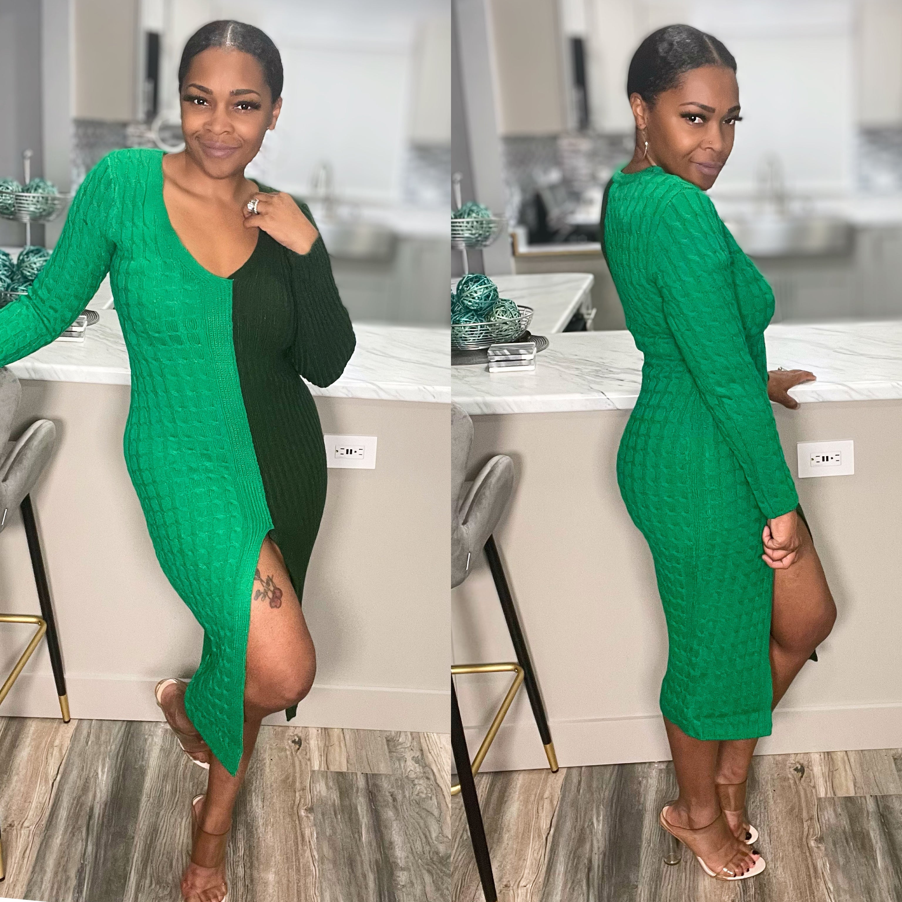 Two Sides of Pretty Cable Knit Maxi Dress